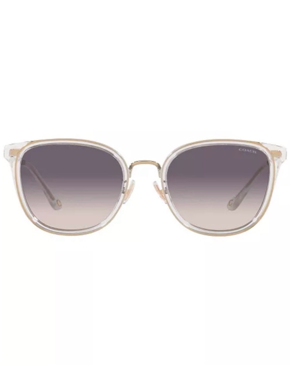 Coach Clear Crystal Frame Sunglasses with Gradient Gray Lenses